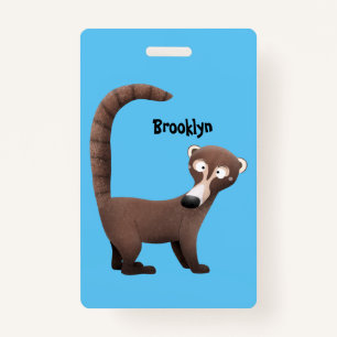 Funny curious coatimundi cartoon illustration badge