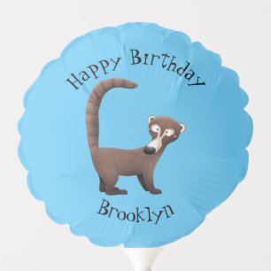 Funny curious coatimundi cartoon illustration balloon