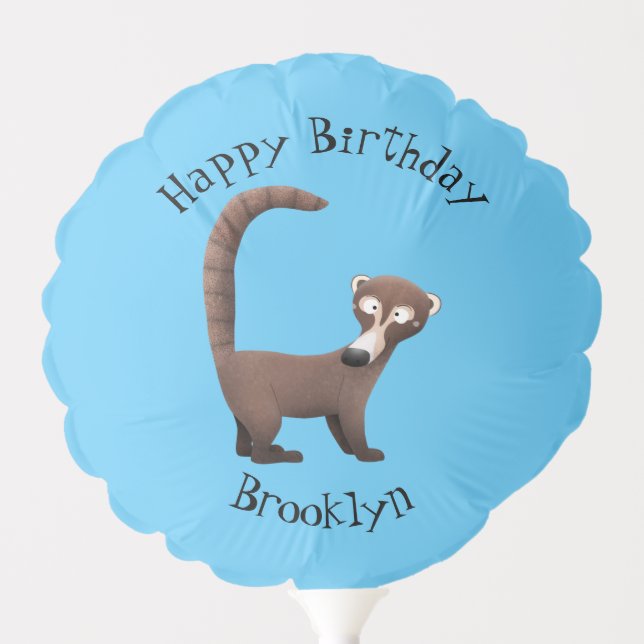 Funny curious coatimundi cartoon illustration balloon (Front)