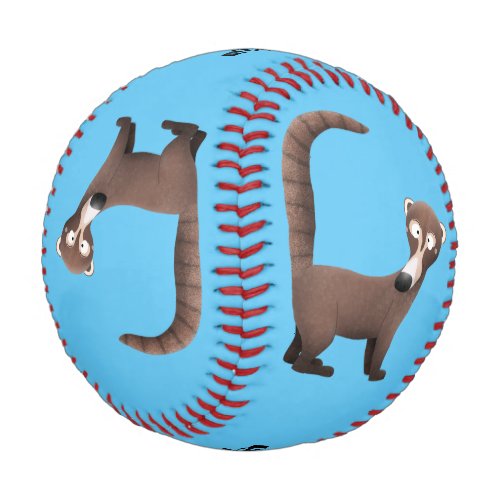Funny curious coatimundi cartoon illustration baseball