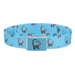 Funny curious coatimundi cartoon illustration belt