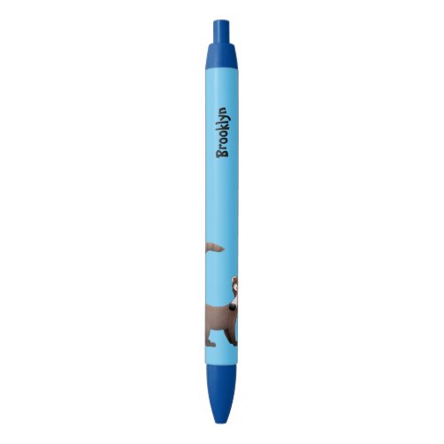 Funny curious coatimundi cartoon illustration  black ink pen