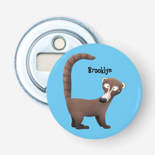 Funny curious coatimundi cartoon illustration bottle opener