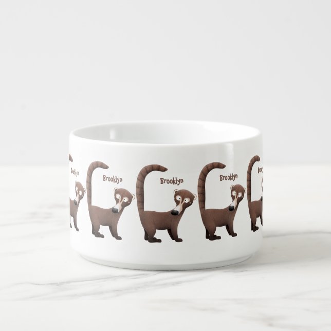 Funny curious coatimundi cartoon illustration bowl (Center)