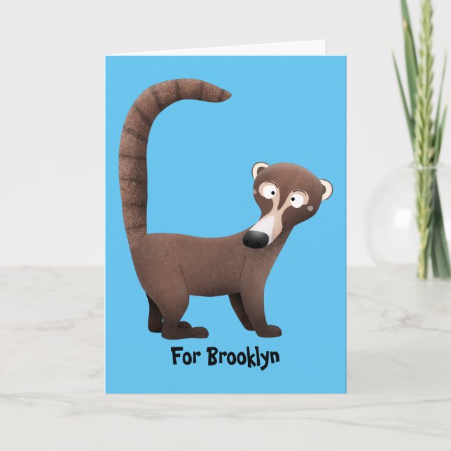 Funny curious coatimundi cartoon illustration card (Front)