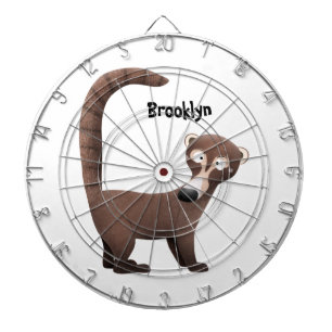 Funny curious coatimundi cartoon illustration  dart board