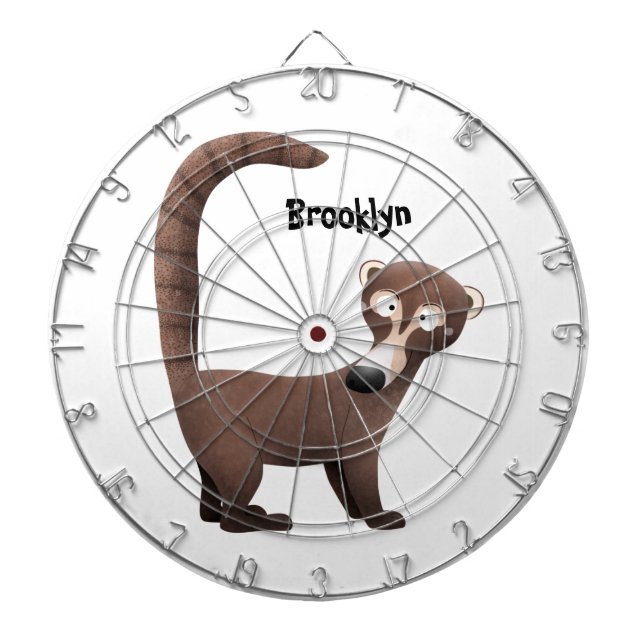 Funny curious coatimundi cartoon illustration  dart board (Front)