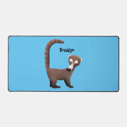 Funny curious coatimundi cartoon illustration  desk mat