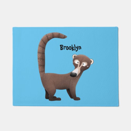 Funny curious coatimundi cartoon illustration doormat