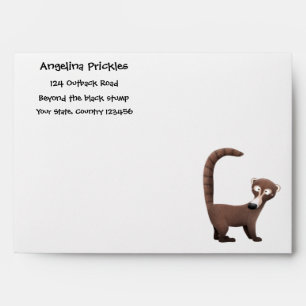 Funny curious coatimundi cartoon illustration envelope