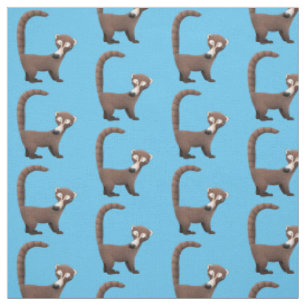Funny curious coatimundi cartoon illustration fabric