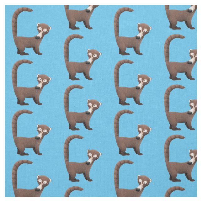 Funny curious coatimundi cartoon illustration fabric (Swatch)