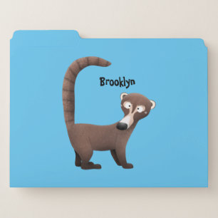 Funny curious coatimundi cartoon illustration file folder