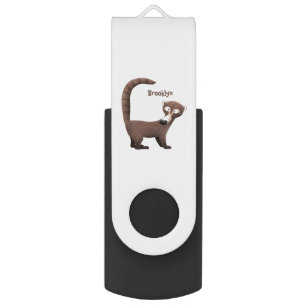 Funny curious coatimundi cartoon illustration flash drive