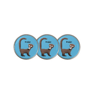 Funny curious coatimundi cartoon illustration golf ball marker