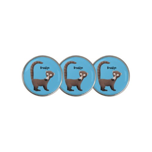 Funny curious coatimundi cartoon illustration golf ball marker