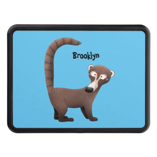 Funny curious coatimundi cartoon illustration hitch cover