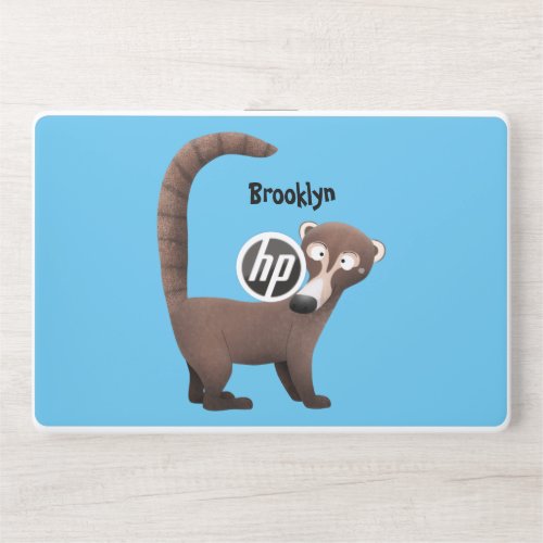 Funny curious coatimundi cartoon illustration HP laptop skin