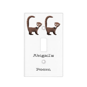 Funny curious coatimundi cartoon illustration light switch cover