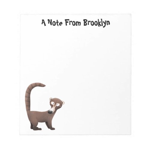 Funny curious coatimundi cartoon illustration notepad