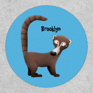 Funny curious coatimundi cartoon illustration patch