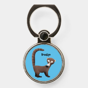 Funny curious coatimundi cartoon illustration phone ring stand