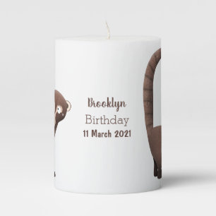 Funny curious coatimundi cartoon illustration pillar candle