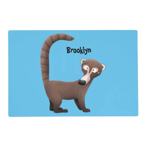 Funny curious coatimundi cartoon illustration  placemat