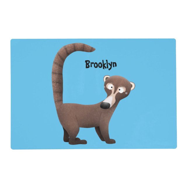 Funny curious coatimundi cartoon illustration  placemat (Front)