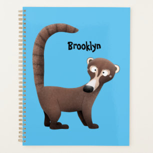 Funny curious coatimundi cartoon illustration  planner