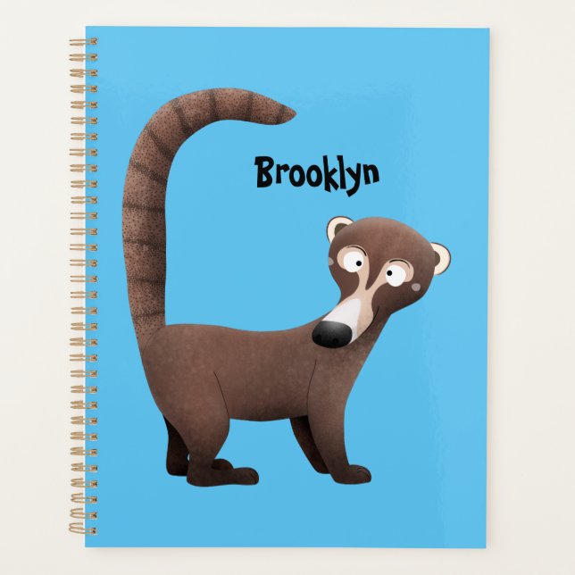 Funny curious coatimundi cartoon illustration  planner (Front)