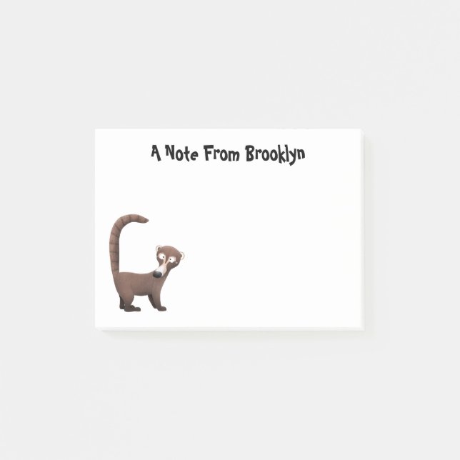Funny curious coatimundi cartoon illustration post-it notes (Front)