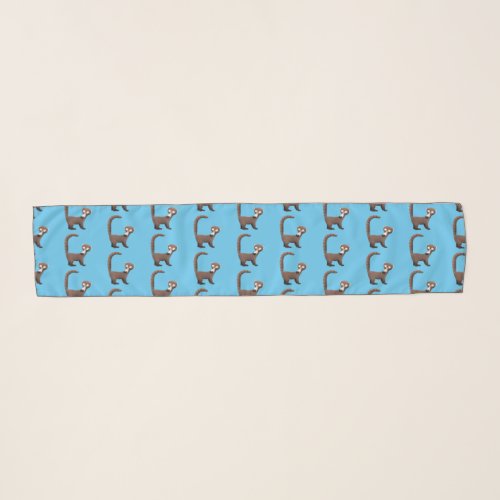 Funny curious coatimundi cartoon illustration  scarf