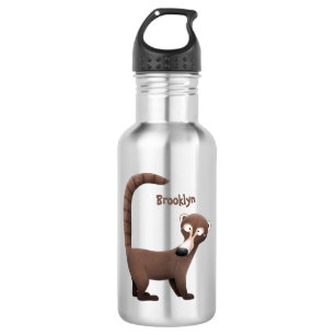 Funny curious coatimundi cartoon illustration stainless steel water bottle