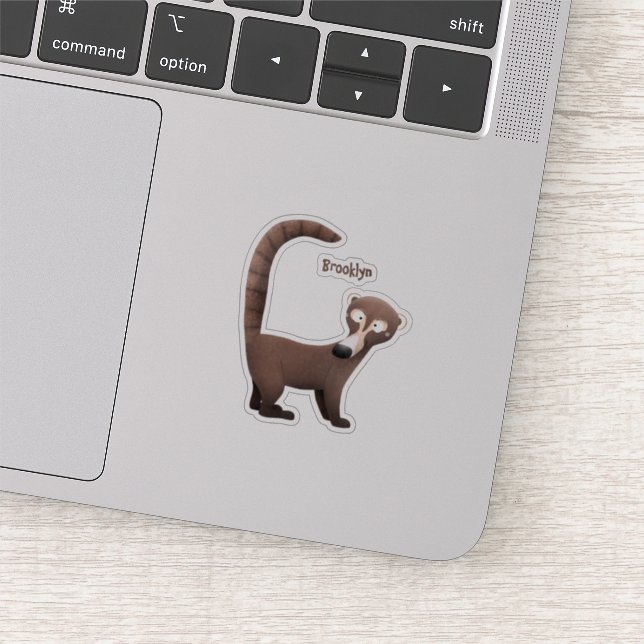 Funny curious coatimundi cartoon illustration sticker (Detail)