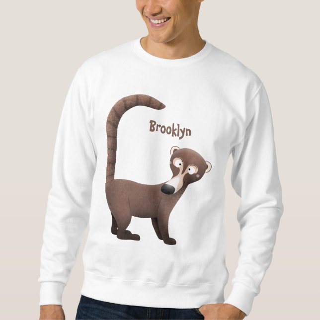 Funny curious coatimundi cartoon illustration  sweatshirt (Front)
