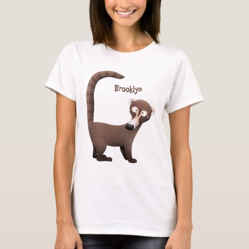 Funny curious coatimundi cartoon illustration T_Shirt