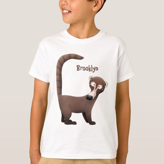 Funny curious coatimundi cartoon illustration T-Shirt (Front)