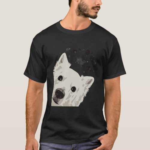 Funny Curious Dog American Eskimo Dog T_Shirt