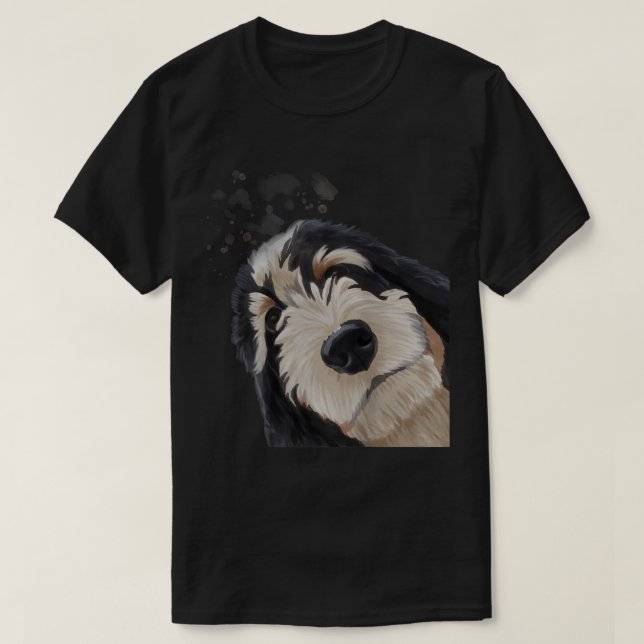 Funny Curious Dog Bernedoodle  T-Shirt (Design Front)