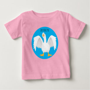Funny curious domestic goose cartoon illustration baby T-Shirt