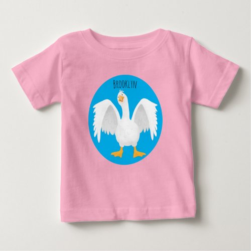 Funny curious domestic goose cartoon illustration baby T_Shirt