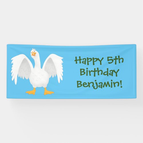 Funny curious domestic goose cartoon illustration banner