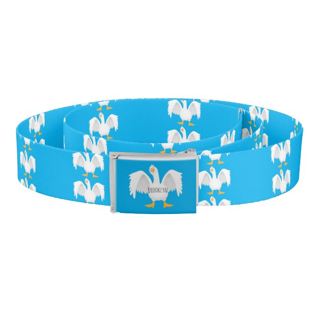 Funny curious domestic goose cartoon illustration belt (Coil)