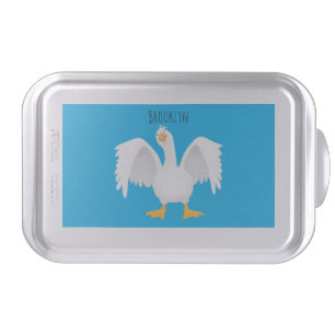 Funny curious domestic goose cartoon illustration cake pan