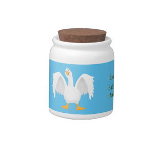 Funny curious domestic goose cartoon illustration candy jar