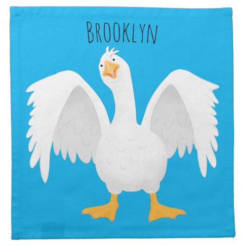 Funny curious domestic goose cartoon illustration cloth napkin