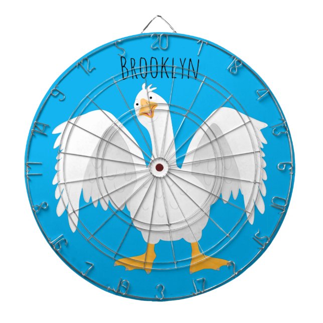 Funny curious domestic goose cartoon illustration dart board (Front)