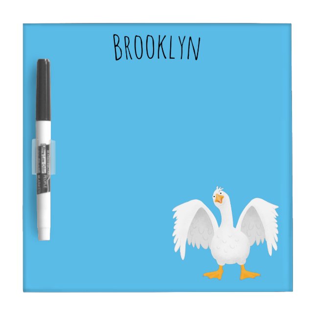 Funny curious domestic goose cartoon illustration dry erase board (Front)