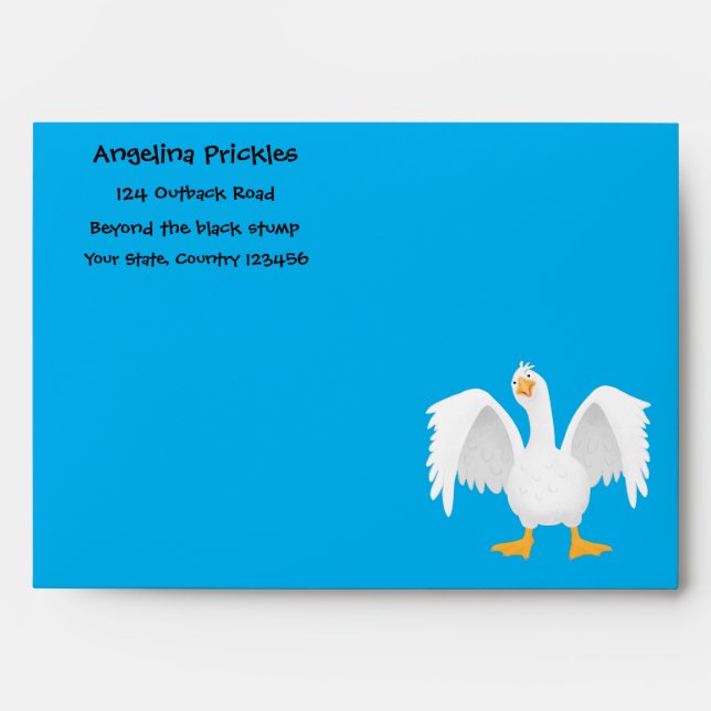 Funny curious domestic goose cartoon illustration envelope (Front)